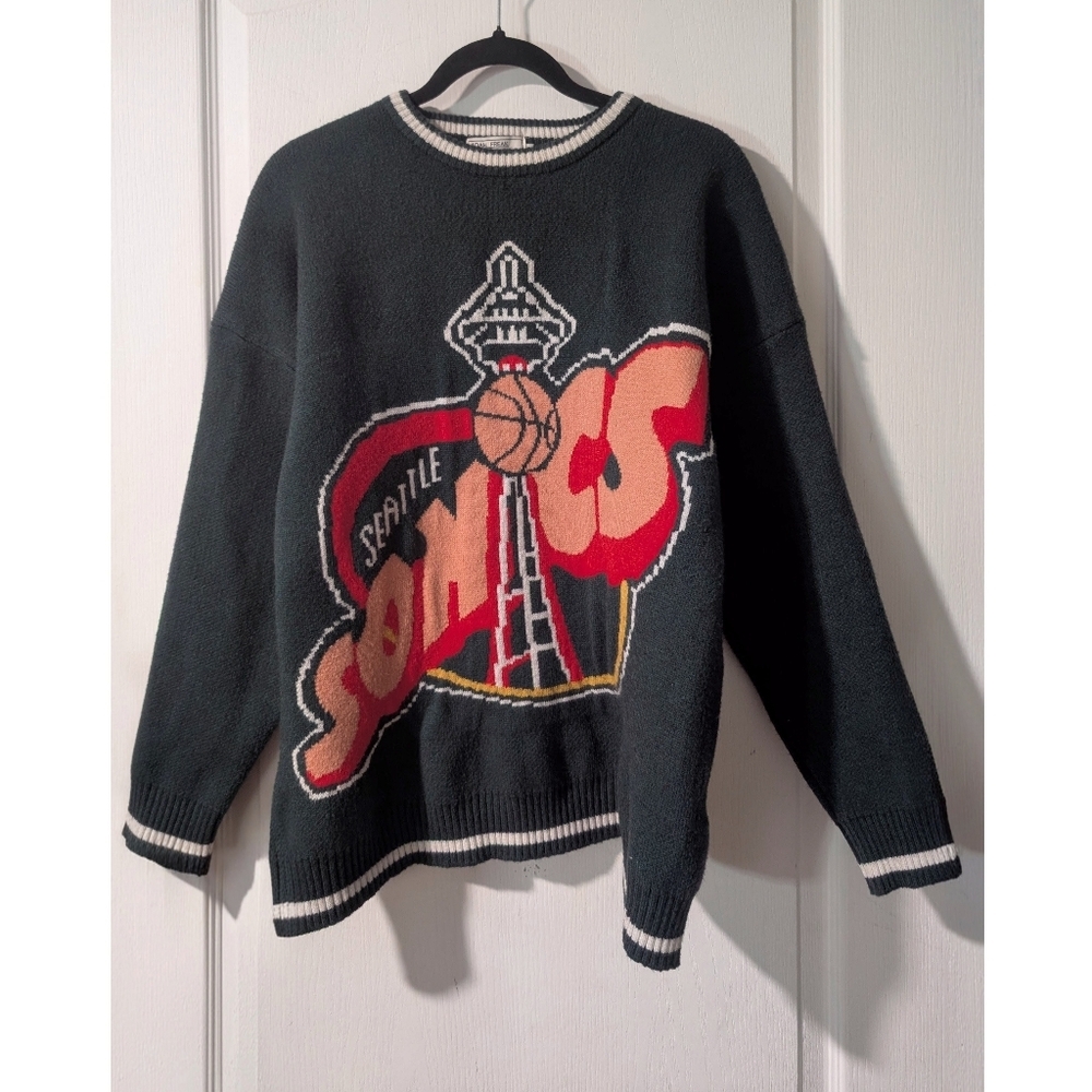 Adam Freak | Seattle Sonics Vintage Style Graphic Sweater In Forest Green